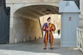 Rome, ITALY - JUNE 01: Vatican Swiss guard in Vatican, Rome, Italy on June 01, 2016 Royalty Free Stock Photo