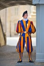 Rome, ITALY - JUNE 01: Vatican Swiss guard in Vatican, Rome, Italy on June 01, 2016 Royalty Free Stock Photo