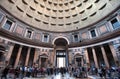 Wide angle shot of the interior of the Pantheon building in Rome