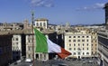 Italian national flag on Vittoriano Royalty Free Stock Photo