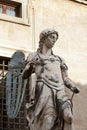 Rome, Italy. 14. 11. 2021. Marble angel sculpture placed in Castel Sant'Angelo.