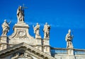 Fragment of the balustrade of the Cathedral of St. John the Baptist on the Lateran Hill in Rome Royalty Free Stock Photo