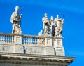 Fragment of the balustrade of the Cathedral of St. John the Baptist on the Lateran Hill in Rome Royalty Free Stock Photo