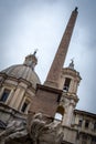 Close view details of the fountain of the four Rivers with Egyptian obelisk in Piazza Navona, Rome, Italy Royalty Free Stock Photo
