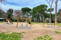 Rome, Italy - March 2020: Empty child`s playground in Villa Borghese