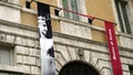 The facade on the Piazza Navona side of Palazzo Braschi has been home to the Museum of Rome since 1952 with sculptures, models an Royalty Free Stock Photo