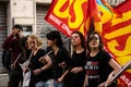 Rome, Italy - March 23, 2017: NO EURO protest demonstration