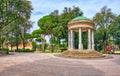 Rome, Italy - March 2020: People jogging in Villa Borghese during COVID-19 outbreak