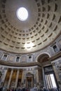 Rome, Italy - March 03, 2023 - People visit Pantheon (Ancient Roman Temple) in Rome center