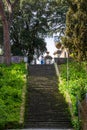 The stairs to the Janiculum Hill in Rome, Italy