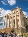 Rome, Italy March 2022: The Temple of Antoninus and Faustina is an ancient Roman temple in imperial Forum. Adapted as a Roman Royalty Free Stock Photo