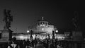 Rome, Italy - The Mausoleum of Hadrian, usually known as Castel Sant`Angelo  from the bridge, Ponte Sant`Angelos. Royalty Free Stock Photo