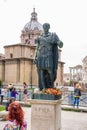 ROME, ITALY - MAY 3, 2019: Bronze monumental statue of Caesar in Rome, Italy