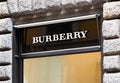 Rome, Italy - May 13, 2018: Burberry logo on brand`s store in Rome.