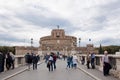 Rome, Italy - May 01, 2018: Castel SantAngelo roman architecture seen from aelian bridge