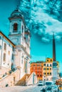 ROME, ITALY - MAY 08, 2017 : Church Monastic Brotherhood of Jerusalem`s Sisters and Trinity of the Mountains with Obelisk