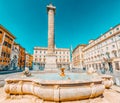 ROME, ITALY - MAY 09, 2017: Column of Marcus AureliusColonna di Marco Aurelio on Square Column. Rome. Italy Royalty Free Stock Photo