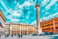 ROME, ITALY - MAY 10, 2017: Column of Marcus AureliusColonna di Marco Aurelio on Square Column. Rome. Italy Royalty Free Stock Photo