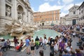 ROME, ITALY - MAY 2011: A crowd of tourists at the famous Trevi Fountain or Fontanta di Trevi, in Rome, Italy Royalty Free Stock Photo