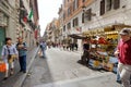ROME, ITALY- MAY 2011: A crowded pedestrian street full of people during the summer in the center of Rome. Rome, Italy
