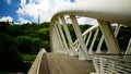 Detail of the Bridge of Music-Armando Trovajoli. pedestrian bridge in steel and reinforced concrete, with the characteristic doubl