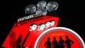 Detail of CD and artwork of Remastered albums of the German music group KRAFTWERK. considered among the pioneers of electronic mus