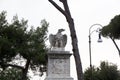 Rome, Italy - May 29, 2018: eagle statue in Villa Borghese Park. Decorations and monuments of Borghese Park in Rome, Italy