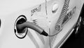 Electric car charging detail of Share `N Go. Car sharing company bookable via smartphone in the cities of Rome