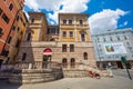 Exhibition museum inside a historic building in the city center of Rome in Italy. External facade with