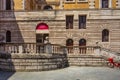 Exhibition museum inside a historic building in the city center of Rome in Italy. External facade with