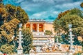 ROME, ITALY - MAY 08,2017 : Fountain of Rome`s Goddess and Terrace de Pincio Terrazza del Pincio near People Square Piazza del Royalty Free Stock Photo