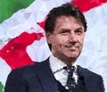 ROME, ITALY, MAY 2018: Giuseppe Conte, new italian President of the government, vector illustration, polygonal graphic elaboration