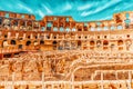 ROME, ITALY - MAY 08, 2017 : Inside the amphitheater of Coliseum in Rome- one of wonders of the world  in the morning time Royalty Free Stock Photo