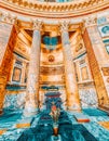 ROME, ITALY - MAY 09, 2017 : Inside  interior of the Pantheon, is a former Roman temple, now a church, in Rome, Italy Royalty Free Stock Photo