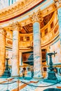 ROME, ITALY - MAY 09, 2017 : Inside interior of the Pantheon, is a former Roman temple, now a church, in Rome with tourists.Italy Royalty Free Stock Photo