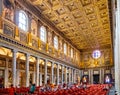 Main nave and facade wall with organs of papal basilica of Saint Mary Major, in historic center of Rome in Italy Royalty Free Stock Photo