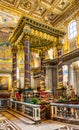 Main nave and presbytery of papal basilica of Saint Mary Major, Basilica di Santa Maria Maggiore, in city center of Rome in Italy Royalty Free Stock Photo