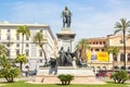 Rome, Italy - May 30, 2018: Monument to Camillo Benso, Count of Cavour Camillo Benzo di Cavour, in Piazza Cavour next to Court