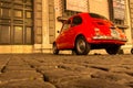 ROME, ITALY - MAY 10, 2016: Old red Fiat 500 on streets of Rome Royalty Free Stock Photo