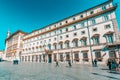 ROME, ITALY - MAY 09, 2017: Palace Chigi  Palazzo Chigi and Square Column Piazza Colonna Rome. Italy Royalty Free Stock Photo