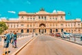 ROME, ITALY - MAY 09, 2017 : Palace of Justice Corte Suprema di Cassazione near Tiber river and Bridge Ponte Umberto I. Rome.