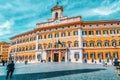 ROME, ITALY - MAY 10, 2017 : Palazzo Montecitorio and Obelisk of Montecitorio Obelisco di Montecitorio on Piazza di Montecitorio