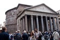 Rome, Italy - May 01, 2018: Pantheon exterior ancient roman temple architecture tourist attraction