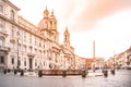 ROME, ITALY - MAY 05, 2019: Piazza Navona square. Fontana del Moro, Four Rivers Fountain, Italian Fontana dei Quattro