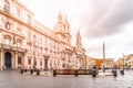 ROME, ITALY - MAY 05, 2019: Piazza Navona square. Fontana del Moro, Four Rivers Fountain, Italian Fontana dei Quattro