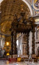 Presbytery and apse with St. Peter`s Baldachin in St. Peter`s Basilica of Vatican City in Rome in Italy Royalty Free Stock Photo