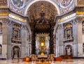 Presbytery and apse of St. Peter`s Basilica, San Pietro of Vatican city in Rome in Italy Royalty Free Stock Photo