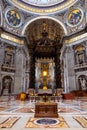 Presbytery and apse of St. Peter`s Basilica, San Pietro of Vatican city in Rome in Italy Royalty Free Stock Photo