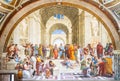 ROME, ITALY - MAY 07, 2019: School of Athens painting by Raphael, Vatican Museums, Vatican City Royalty Free Stock Photo