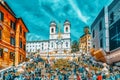 ROME, ITALY - MAY 10, 2017 : Spanish Steps Scalinata di Trinita dei Monti, Obelisco Sallustiano on Spanish Steps SquarePiazza Royalty Free Stock Photo